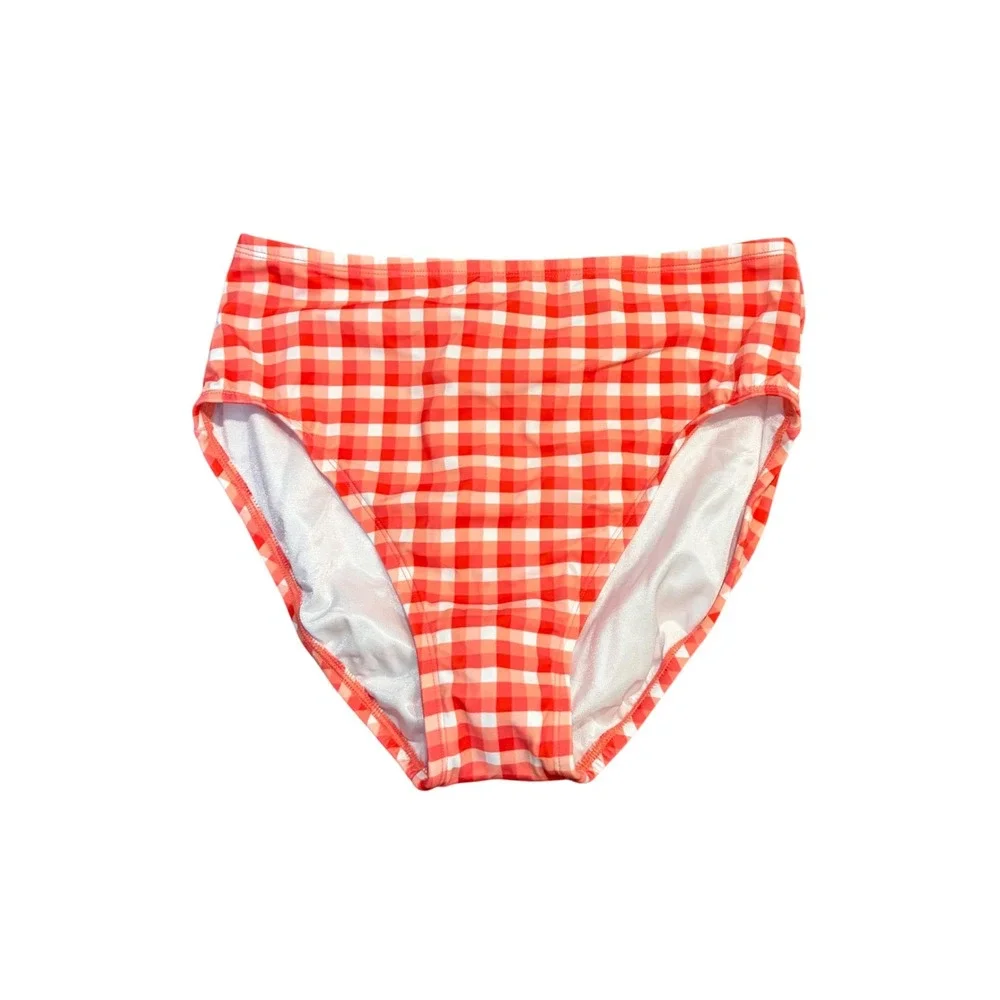 Miraclesuit x Talbots Red Gingham High Waist Bikini Bottoms Light Control 10 NEW